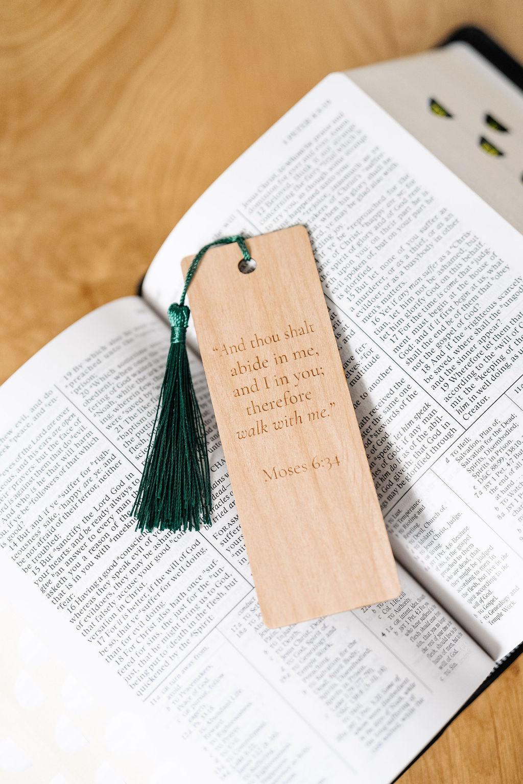 2026 Youth Theme Bookmark – Moses 6:34 Wooden Scripture Bookmark