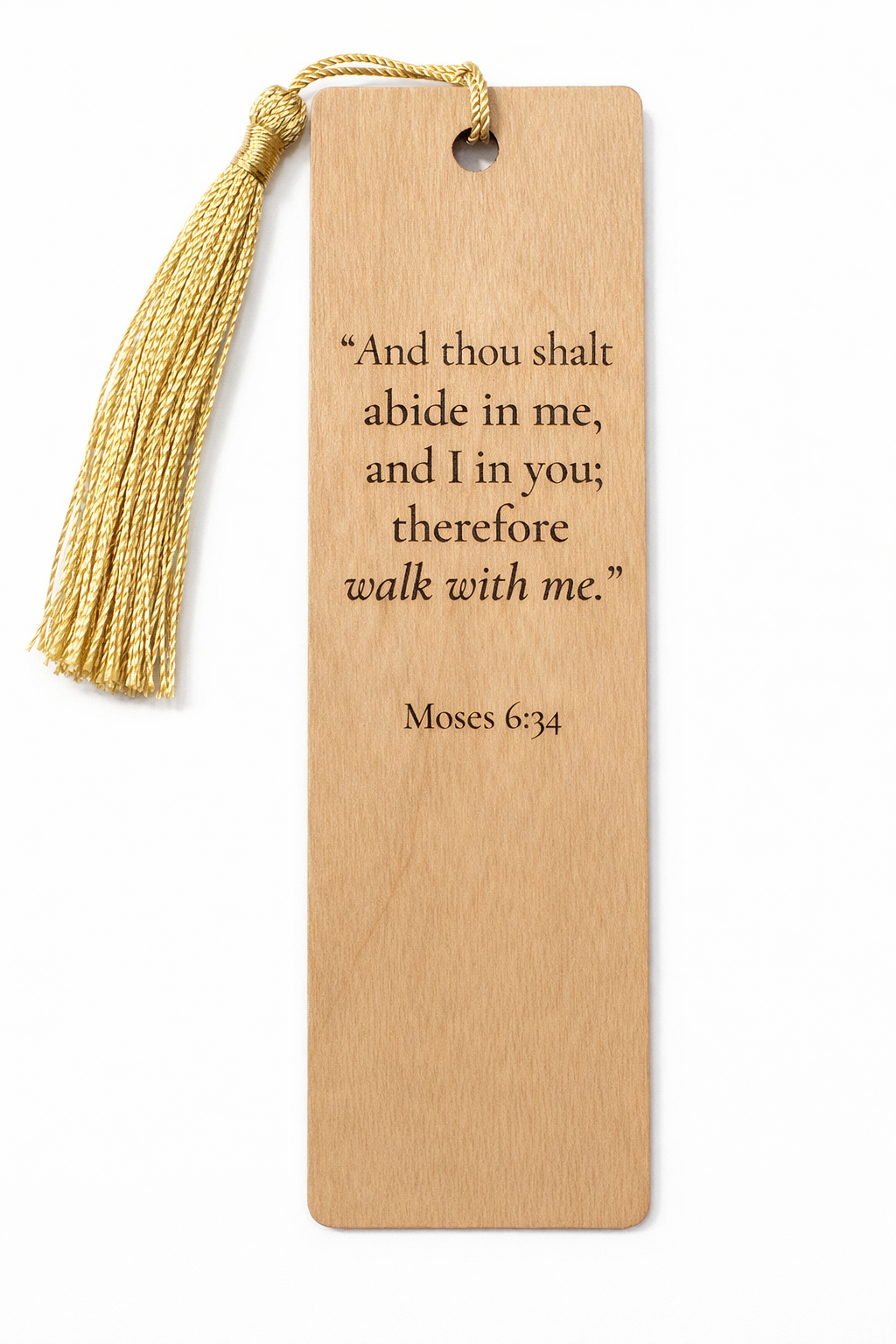 2026 Youth Theme Bookmark – Moses 6:34 Wooden Scripture Bookmark